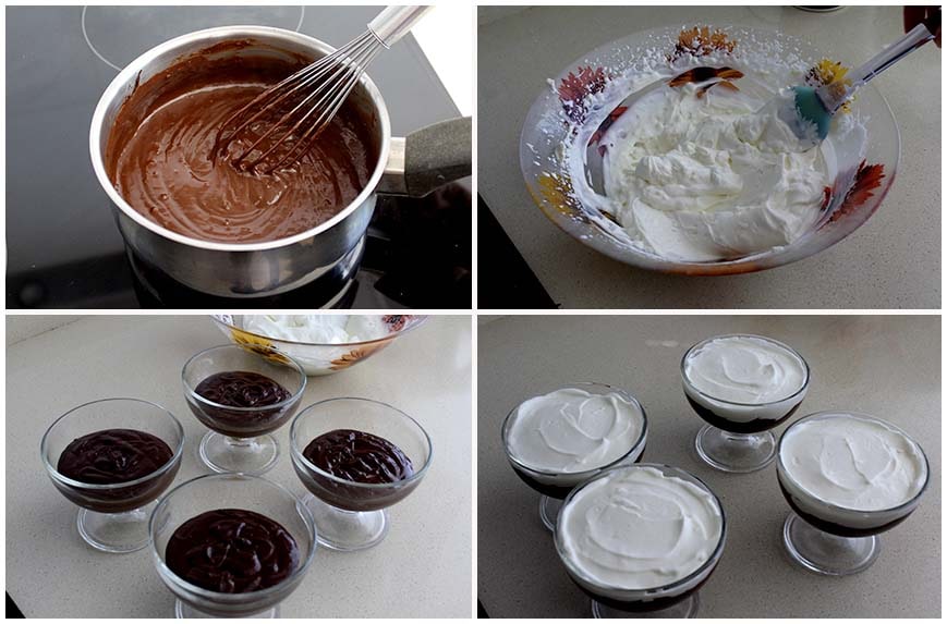 Postre fácil de chocolate y nata en copas