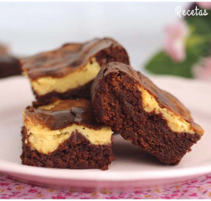Brownie de chocolate y tarta de queso muy fácil